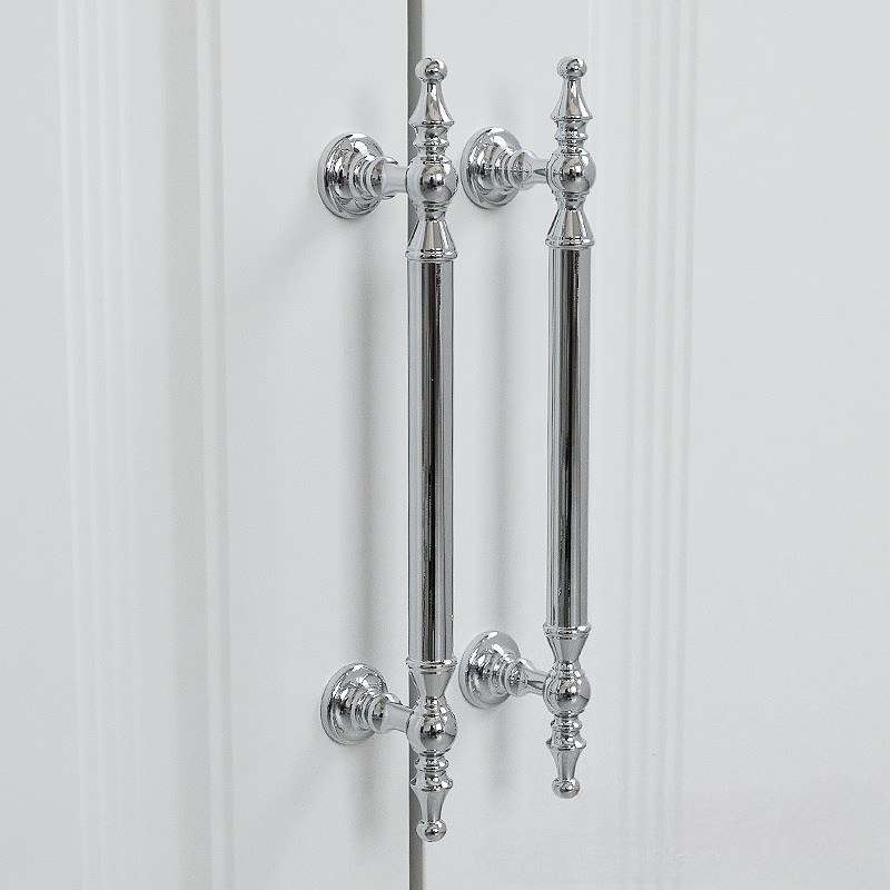 Furniture Hardware High End - Puxador de armário prateado brilhante francês,