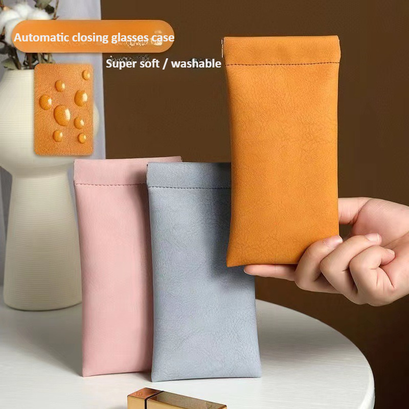 Soft Close Hinge - Estojo de óculos de couro unissex,